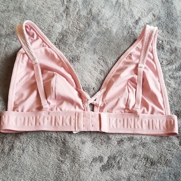 NWT PINK Victoria's Secret Ribbed Velvet Plunge Bralette in Pink - Picture 4 of 5